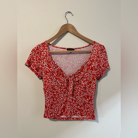 Dynamite Floral Tie-Front Shirt - Picture 1 of 3